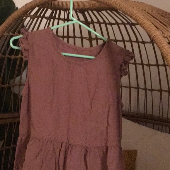 Brown linen ruffle dress - Picture 2 of 8